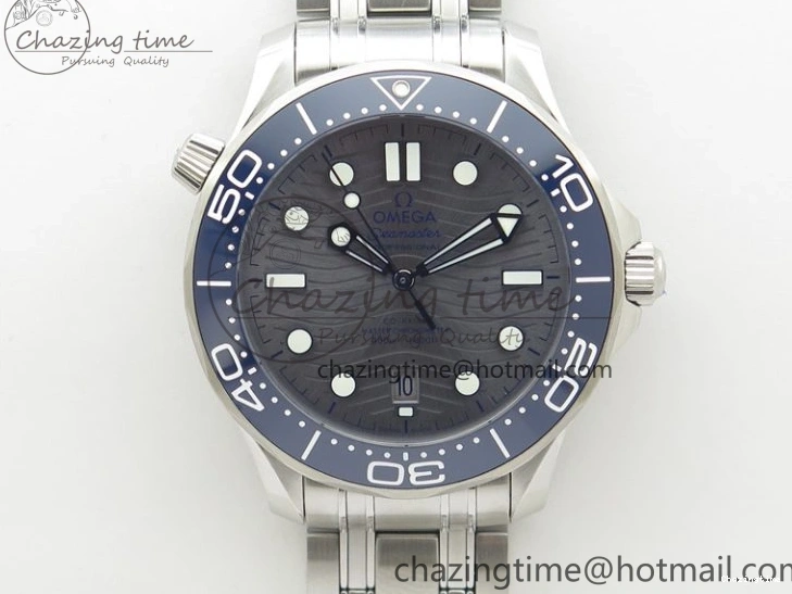 0324 Seamaster Diver 300M ORF 1:1 Best Edition Blue Ceramic Gray Dial on SS Bracelet A HighQuality 7867